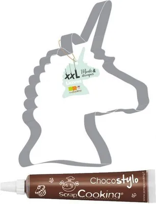 Produktbild von XXL Edelstahl Ausstechform - Einhorn + Schokoladenstift
