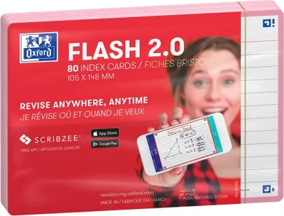 Zdjęcie produktu dla Oxford 400133915 Karty indeksujące Oxford Flash 2.0, 105 x 148 mm, różowe
