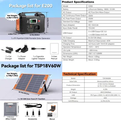 Immagine prodotto di Centralina portatile – Batteria mobile – Alimentazione di emergenza – Batteria per campeggio – Capacità di 151 Wh