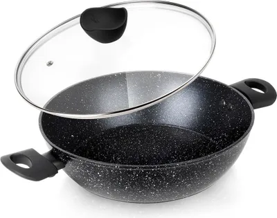 Imagen del producto de Sartén de piedra volcánica con tapa de vidrio, 28 cm, 3,5 litros