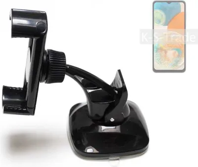 Produktbild von K-S-Trade kompakte Handy-Halterung Windschutzscheibe kompatibel mit Samsung Galaxy A23 5G Armaturenbrett schwarz Autohalterung KFZ Halter