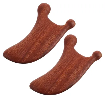 Produktbild von 2 Stück Gua Sha Kamm aus Holz für Gesichtsmassagen und Körperanwendungen