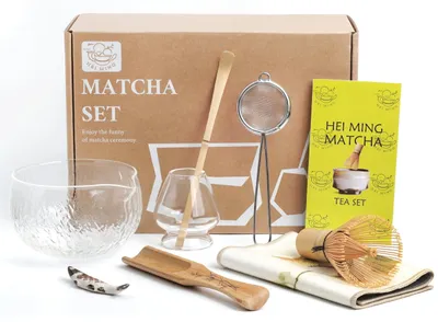 Matcha-Set 7-teilig mit Bambusbesen, Schale & Zubehör