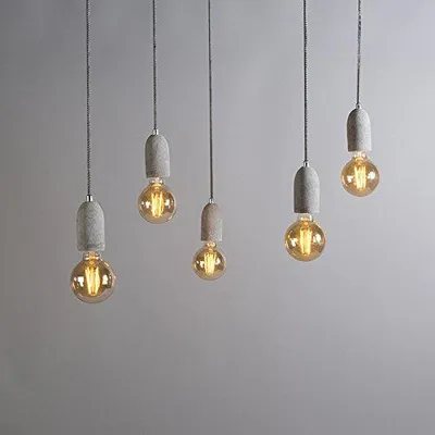 Image de Suspension design pour table à manger, lampe suspendue - Cava Concrete - Béton, style industriel, forme ronde, 5 lumières, 95 cm. Idéale comme lampe pour salle à manger, couloir, cuisine, chambre et salon