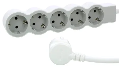 Image de Legrand multiprise plat 5x prise, 3 mètres de câble blanc-gris 694563