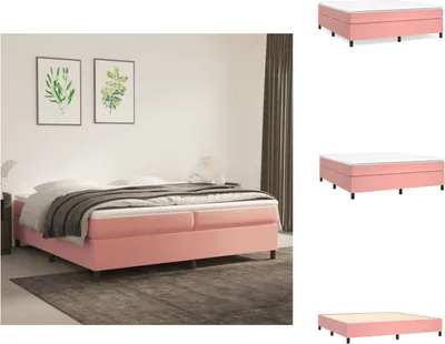 Produktbild von vidaXL Boxspringbett mit Matratze Rosa 200x200 cm Samt -  Betten & Bettgestelle