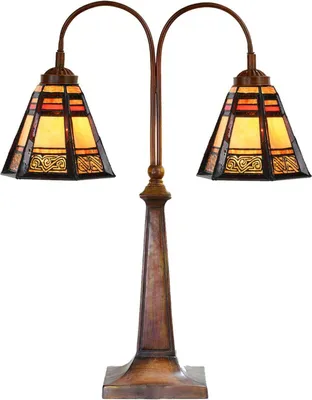 Immagine prodotto di LumiLamp 5LL-6366 Lampada da tavolo Tiffany in vetro marrone 48x19x64 cm E27