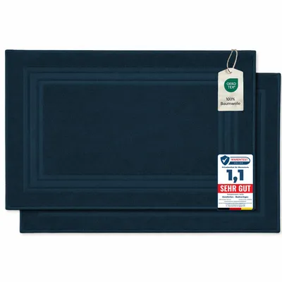 Produktbild von Komfortec Badvorleger Set 2 Teilig, Frottee Duschvorleger, Waschbar Duschmatte & Badteppich, 600 g/m² &100% Baumwolle, Saugfähig & Schnelltrocknend, 50 x 70 cm, Petrol