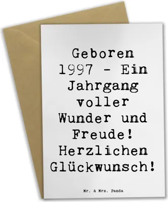 Produktbild von Mr. & Mrs. Panda Beileidskarte Spruch 1997 Geburtstag - Weiß - Geschenk, Geburtsjahr, besonderer Jahrgang, genesungskarte, Glückwunsch, hochzeitskarten, Geburtstagsfreude