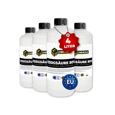Produktbild von MRM CHEMICALS Essigsäure 80 % – 4 × 1 L Essigessenz in Lebensmittelqualität