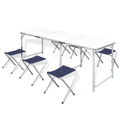 Zdjęcie produktu dla VidaXL 41329, 6 siedz., Wbudowane siedzenia, Aluminium, Niebieski, Srebrny, Biały, Opcja regulacji wysokości