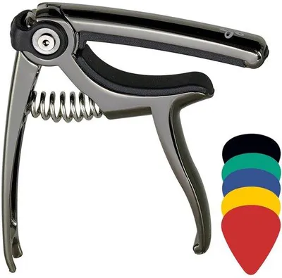Immagine prodotto di Capotasto per chitarra 4 in 1 - Per 6 corde - Con plettro e custodia