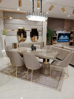 Produktbild von Luxus Esszimmer Set Esstisch + 6x Stühle + Anrichte mit 2x Spiegel Neu Set