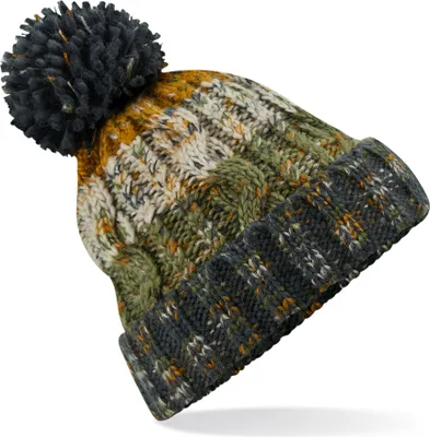 Produktbild von Beechfield B486 | Corkscrew Pom Pom Beanie Wintermütze - Farbe: Autumn Moss - Größe: One Size