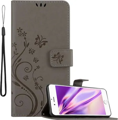 Image de Cadorabo Housse pour Apple iPhone 6 PLUS / 6S PLUS Housse de protection grise Housse pour téléphone portable Etui Case Fleurs Flower