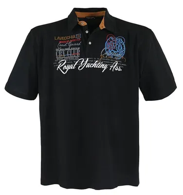 Produktbild von Übergrössen Hippes Polo-Shirt Kurzarm LAVECCHIA Schwarz 8XL