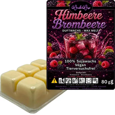 Produktbild von WonderWax Duftwachs Wax Melts für Duftlampe, 6 Würfel Duftmelt Wachsmelt Sojawachs Duftwachs Würfel für Raumdüfte, Wachs Duftöl Winter Indoor Schmelzen für Aromalampe Himbeeren & Brombeeren