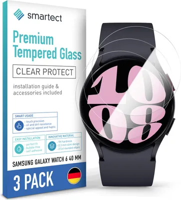 Produktbild von 3x Schutzglas Panzerfolie Klar für Galaxy Watch 6 40mm Displayschutz Hartglas