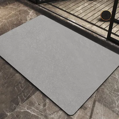 Image de Tapis de bain antidérapant, tapis de bain absorbant 40 x 60 cm, tapis de bain en diatomite, lavable, tapis de bain antidérapant, tapis de douche en microfibre pour douche, baignoire, toilettes (gris)