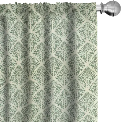 Image de ABAKUHAUS Abstract Green Rideaux, voilages, motif damassé victorien vintage continu, 2 pièces 75 x 175 cm, vert jade vert pastel