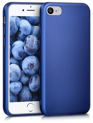 Produktbild von kwmobile Handyhülle für Apple iPhone SE (2022) / SE (2020) / 8 / 7 Hülle - Silikon Case metallisch schimmernd - Schutzhülle Cover - Metallic Blau