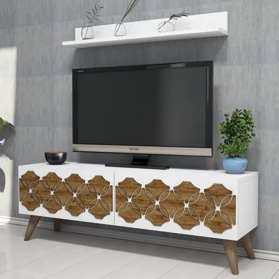 Produktbild von Skye Decor, Nisan - White, TV-Einheit, Weiß, 100 % MELAMINBESCHICHTETE SPANPLATTEN, 120 x 31,8 x 40 cm