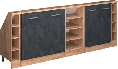 Produktbild von Dachschrägenschrank-Set Vicco Rion Schwarz Beton 5er Set, Model 56046