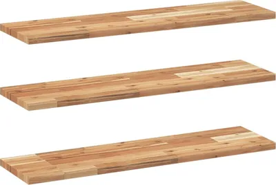 Productafbeelding van vidaXL Zwevende wandplanken, 3 stuks, 80x20x2 cm, massief acaciahout, geolied