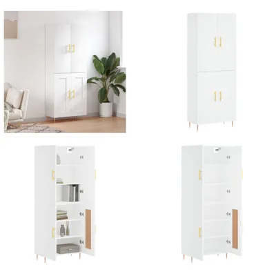 Produktbild von vidaXL Highboard Weiß 69,5x34x180 cm Holzwerkstoff - Highboard - Highboards - Sideboard - Schrank