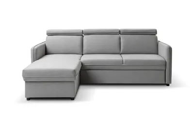 Produktbild von BARCELO Universelles Ecksofa 220x165 cm L-Form mit: Schlaffunktion, Bettkasten & Verstellbare Kopfstützen, Grau - Enjoy New 21