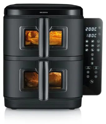 Image de Friteuse à air chaud - Friteuse à air chaud double 2 x 5,5 l - Double compartiment - Noir