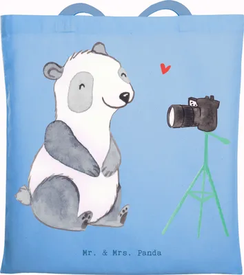Produktbild von Mr. & Mrs. Panda Tragetasche Vlogger Herz - Sky Blue - Geschenk, Laptoptasche, Schultasche, Beutel, Tasche, dokumententasche, Tote Bag