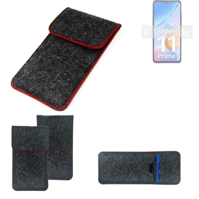 Produktbild von K-S-Trade Handy Schutz Hülle kompatibel mit Xiaomi Redmi 11 Prime Schutzhülle Handyhülle Filztasche Pouch Tasche Case Sleeve Filzhülle dunkelgrau