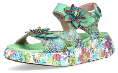 Produktbild von Laura Vita Damen Sandalette Plateausohle Knöchelriemen NIKITO 03, Größe:40 EU, Farbe:Grün