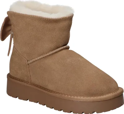 Produktbild von AMERICAN CLUB Cy185 Kinder Winterboots Echtleder gefüttert, warme Schneestiefel mit Fell, Kinder Winterschuhe, Winterstiefel, Camel 32