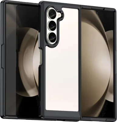 Immagine prodotto di Custodia per Samsung Galaxy Z Fold 6 trasparente, custodia protettiva in silicone TPU antiurto nero