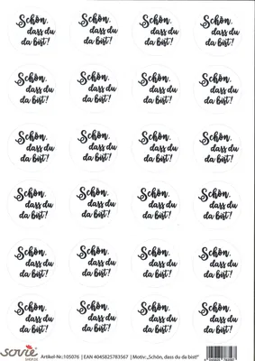 Produktbild von Sticker Aufkleber Design "Schön, dass du da bist!", 4cm, 24 Stück