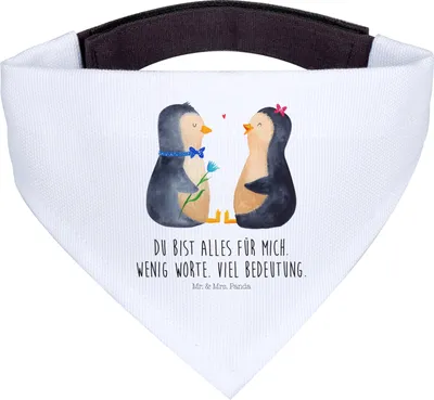 Produktbild von Mr. & Mrs. Panda Bandana Pinguin Pärchen - Weiß - Geschenk, Hochzeit, Dreieckstuch, Halstuch für Hund, Hunde Hals Tuch, Liebe