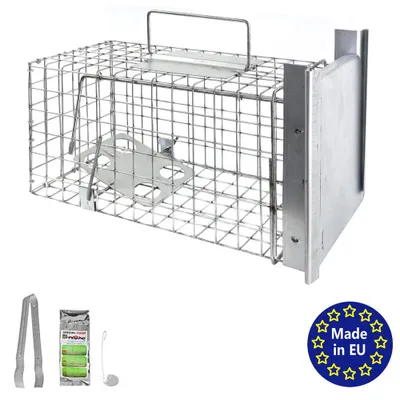 Produktbild von Petigi Tierfalle Lebendfalle für kleine bis mittelgroße Tiere wie Maus, Katze, Marder, Fuchs, Otter, Kaninchen, Modell: , Größe / Modell:Kleintierfalle 5 (33 x 17 x 17 cm)