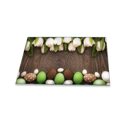 Produktbild von Herdabdeckplatte Glaskeramik 1 Teilig 80x52 Ostern Weiß Abdeckung Glas Spritzschutz