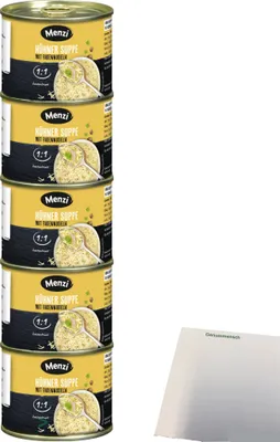 Produktbild von Menzi Hühner Suppe mit Fadennudeln (5x200ml Dose) + usy Block