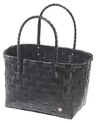 Produktbild von Kobolo Tasche Einkaufstasche Einkaufskorb geflochten Kunststoff Shopper - NOIR XXL - schwarz - Schultertasche Umhängetasche Shoppingbag Bag Transport