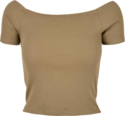 Produktbild von Urban Classics Ladies - Off Shoulder Rib Top khaki - XXL
