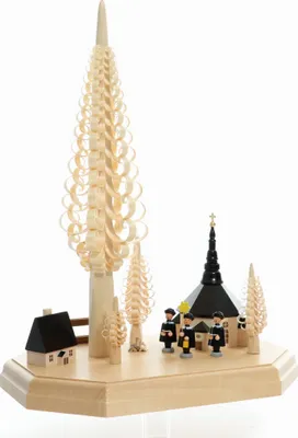 Produktbild von Tischdekoration Sockel Spanbaum mit Kirche  BxHxT 24x42x16cm NEU