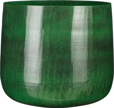 Productafbeelding van Mica Decorations Benson Bloempot - H27 x Ø32 cm - Metaal - Donkergroen