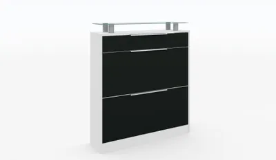 Produktbild von Schuhschrank "Oliva1" stehend, schwarz-glänzend