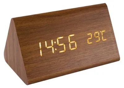 Productafbeelding van Digitale wekker van hout, bruin + thermometer OC05