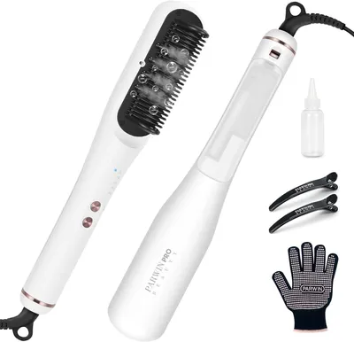 Produktbild von 3-in-1 Dampf Haarglätter Bürste, LED-Anzeigeleuchte, Ionentechnologie & Dampf für doppelte Pflege, reduziert Schäden, 4 Temperatureinstellungen