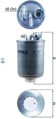 Produktbild von Kraftstofffilter MAHLE KL 410D für VW Lupo (6X1, 6E1) Leitungsfilter