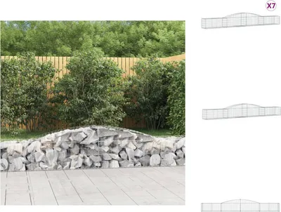 Produktbild von vidaXL Gabionen mit Hochbogen 7 Stk. 400x50x40/60cm Verzinktes Eisen -  Blumentöpfe & Pflanzgefäße